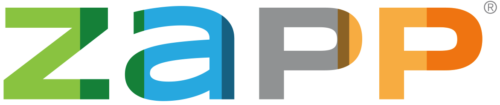A logo that reads ZAPP